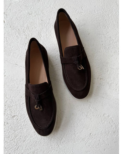 Женские лоферы из натуральной замши Your Step в шоколадном цвете Арт. 156-6